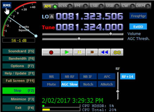 The 2.76 HDSDR Control Panel