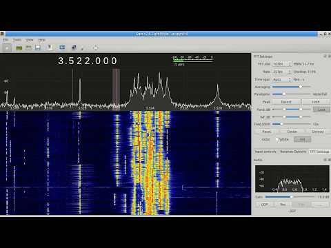 Testing the Airspy HF+ with Gqrx, then a pirate comes by...