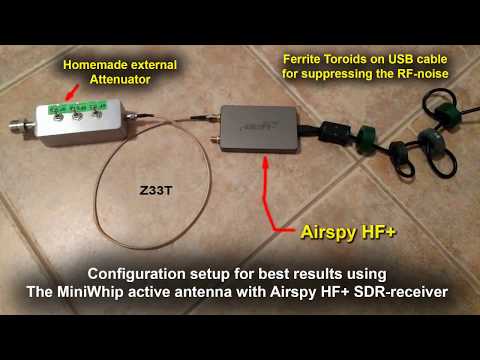 Airspy HF+ SDR Receiver with Mini-Whip Active Antenna and External Attenuator