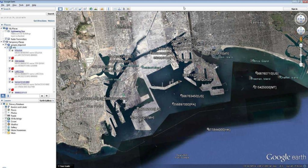 Google Earth AIS Screenshot