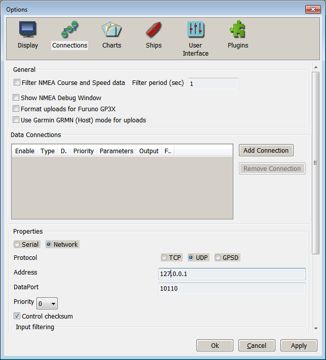 OpenCPN Add UDP Connection