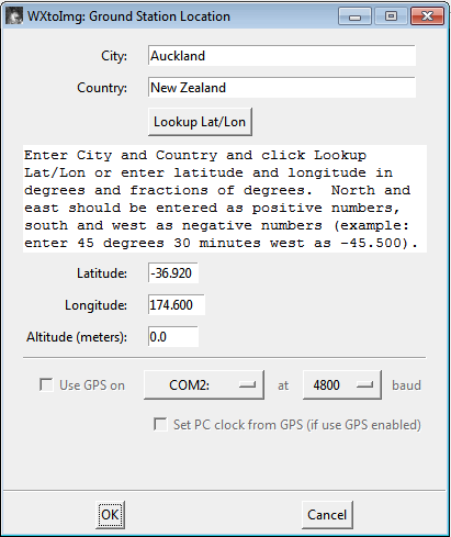 Choose Ground Station Location