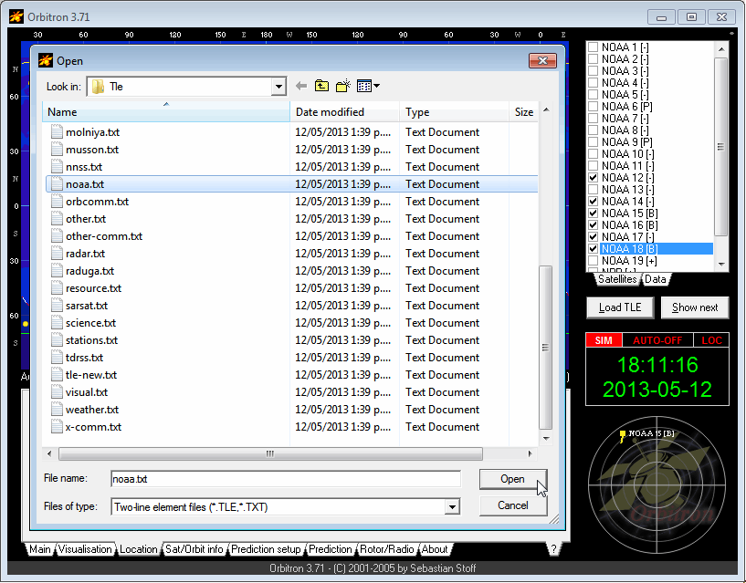 Orbitron Load NOAA TLE