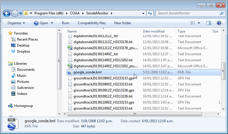 SondeMonitorGoogleEarthKMLFile