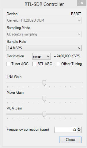 New RTL-SDR Driver with LNA/Mixer/VGA Gain Settings and Software Decimation