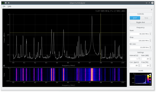 QSpectrumAnalyzer GUI for rtl_power