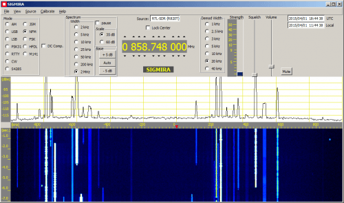 Screenshot of the Sigmira decoding software which now supports the RTL-SDR directly.