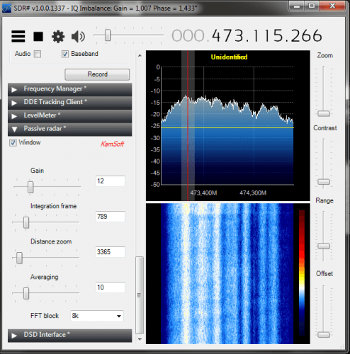 The Passive Radar plugin by Dr. Kaminski in SDR#.