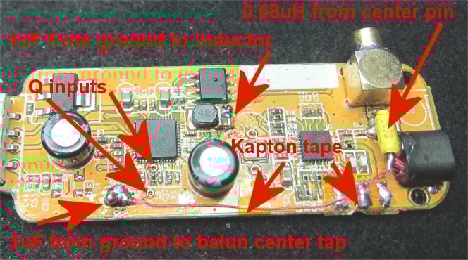 The finished diplexer RTL-SDR mod.