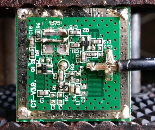 Bandpass filter removed and IN and OUT pins connected together with a wire short