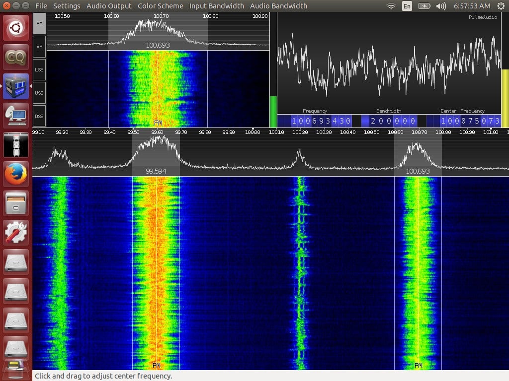 CubicSDR running in Skywave Linux