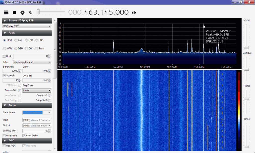 Receiving a 464 MHz Trunking Channel with the SDRplay RSP