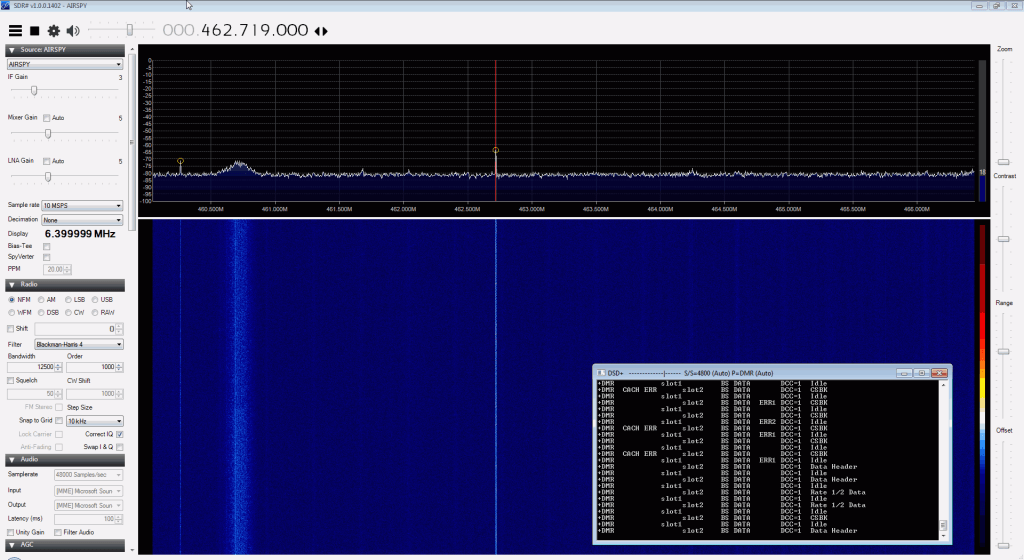 Airspy DMR decoding performance when interferer is over 100 MHz away at maximum power.