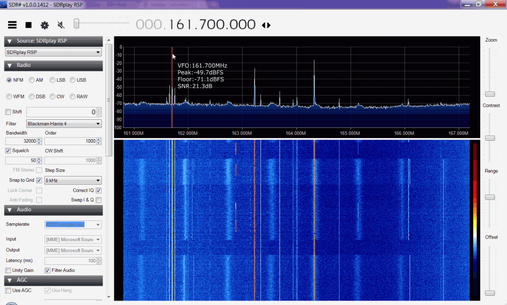 Receiving a weak Marine weather information station with an SDRplay RSP