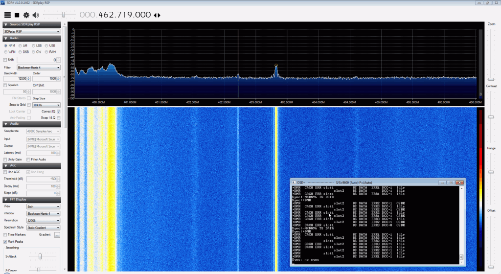 SDRplay RSP DMR decoding performance when interferer is over 100 MHz away at maximum power.