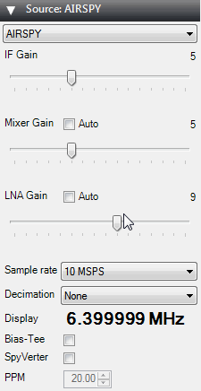 Airspy config screen