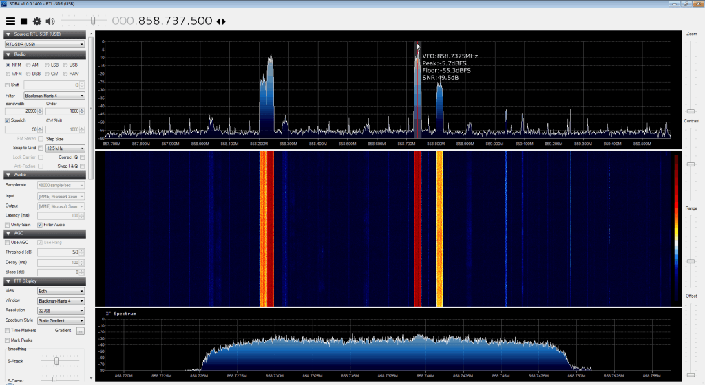 Revision 1400 of SDR# with SNR estimation.