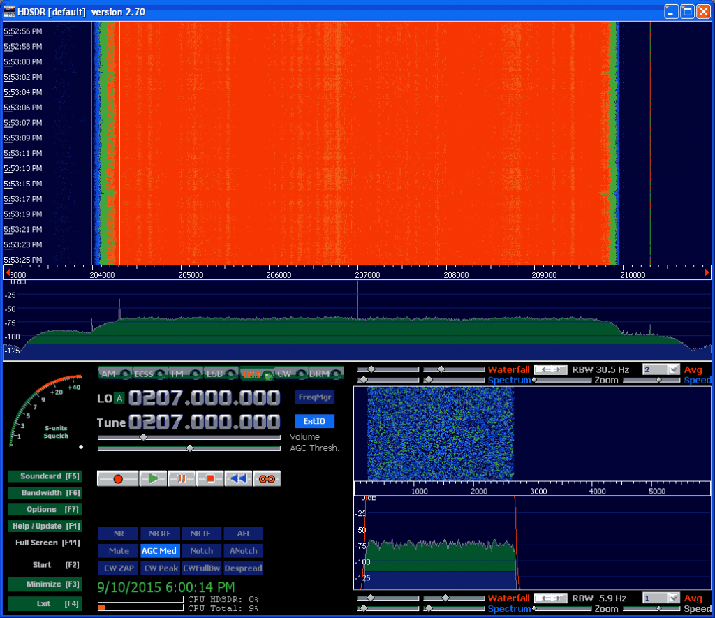 An ATSC signal shown in HDSDR received with an SDRplay