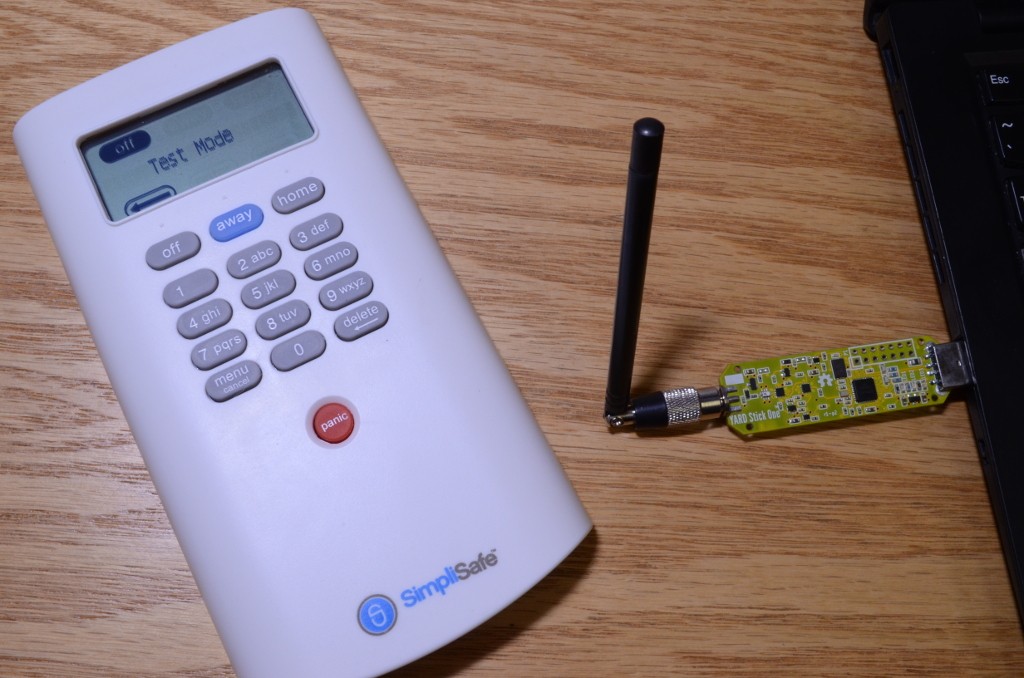 The SimpliSafe Alarm Keypad and a Yardstick One.