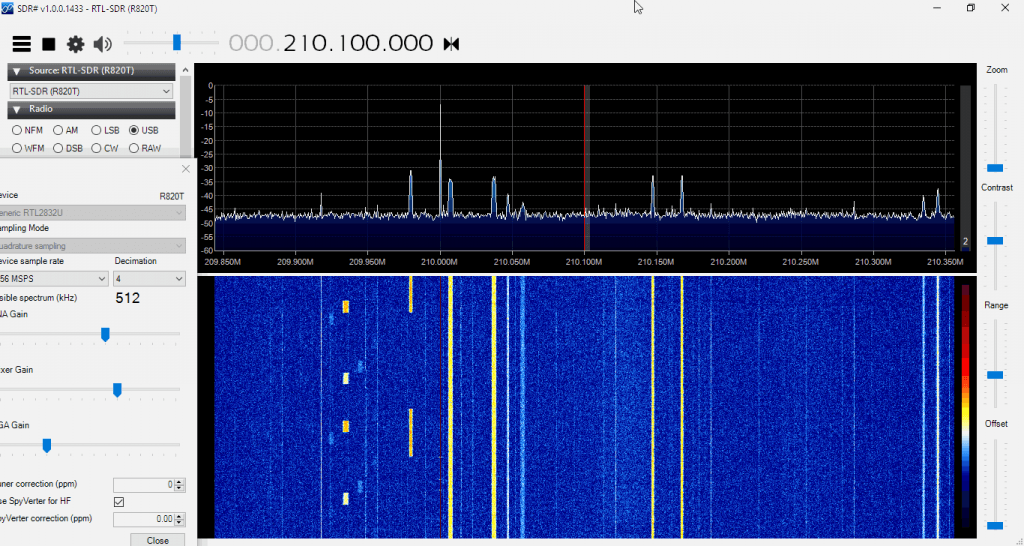 Some AERO and other Signals Zoomed in with the Decimation feature in SDR#.