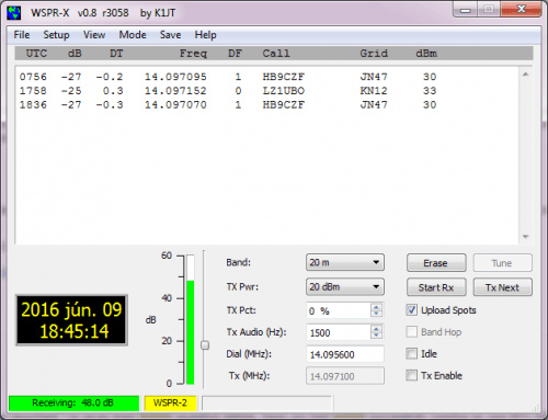 Receiving WSPR with the RTL-SDR in direct sampling mode and WSPR-X.