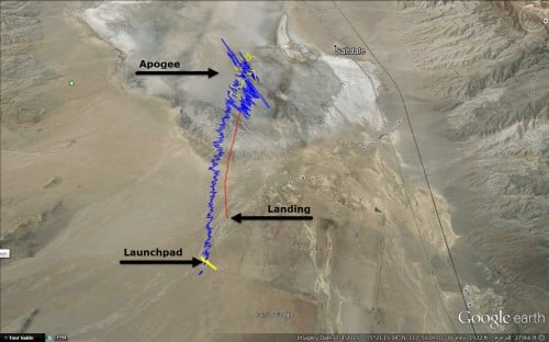 GPS data acquired from the RTL-SDR on the rocket.