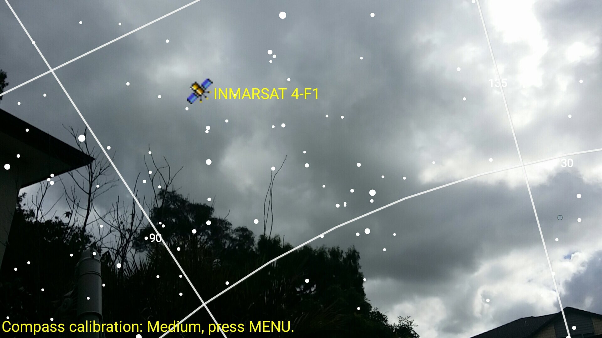 Finding the satellite position in the sky with the Android App