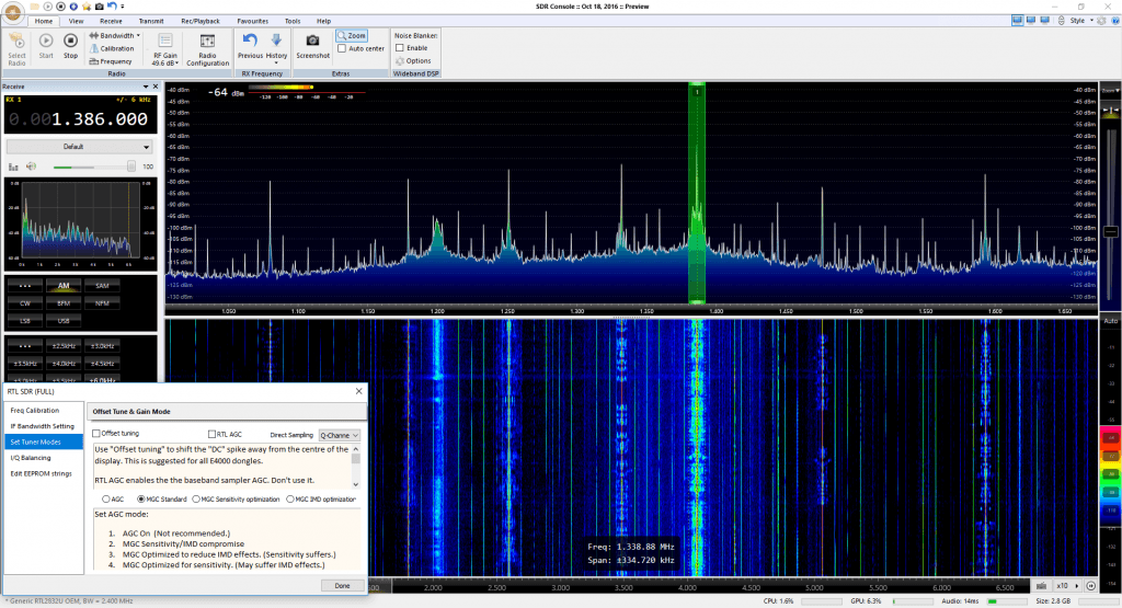 SDRConsole with a V3 dongle and HF Direct Sampling.