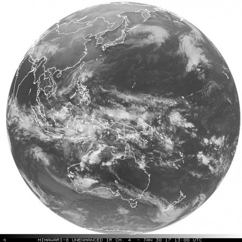 Full disk image received via GOES 16, relayed from the Himawari-8 satellite.