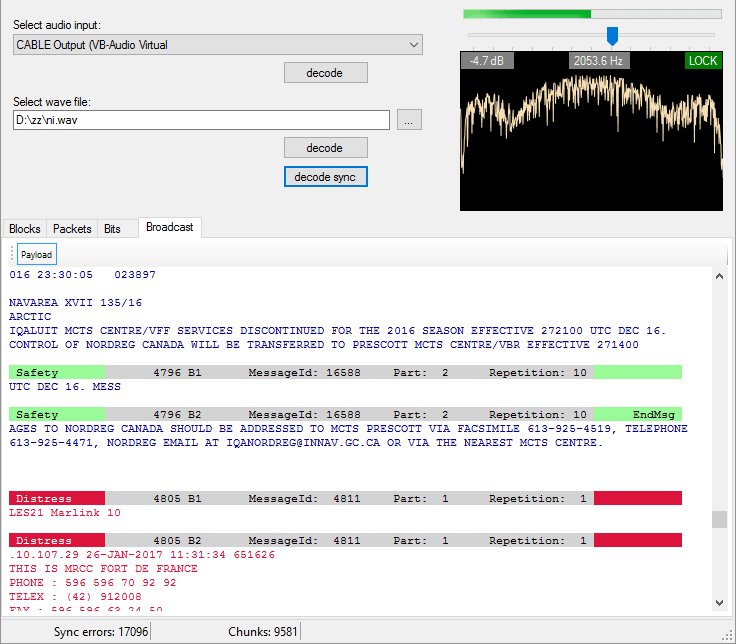 The b4000Hz Inmarsat STD-C Decoder