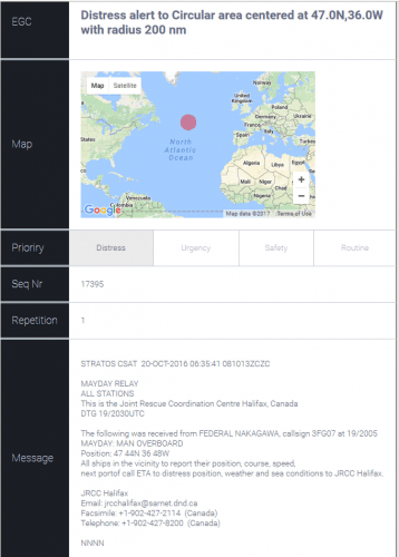 STD-C EGC Distress Alert on map