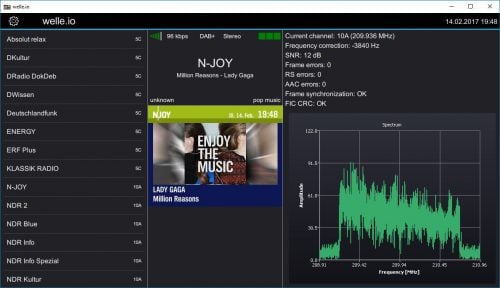 Welle.io DAB/DAB+ decoder for the RTL-SDR and Airspy.