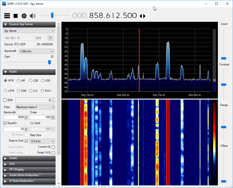 SpySever Running with an RTL-SDR Dongle.