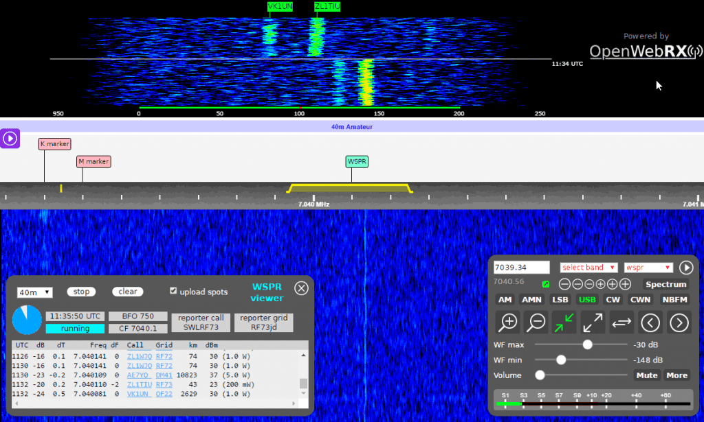 KiwiSDR Running a WSPR Decoder