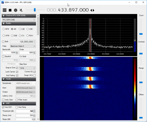 Example of a 433 MHz device transmitting.