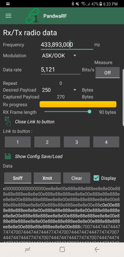 PandwaRF RX/TX Replay Attack Screen