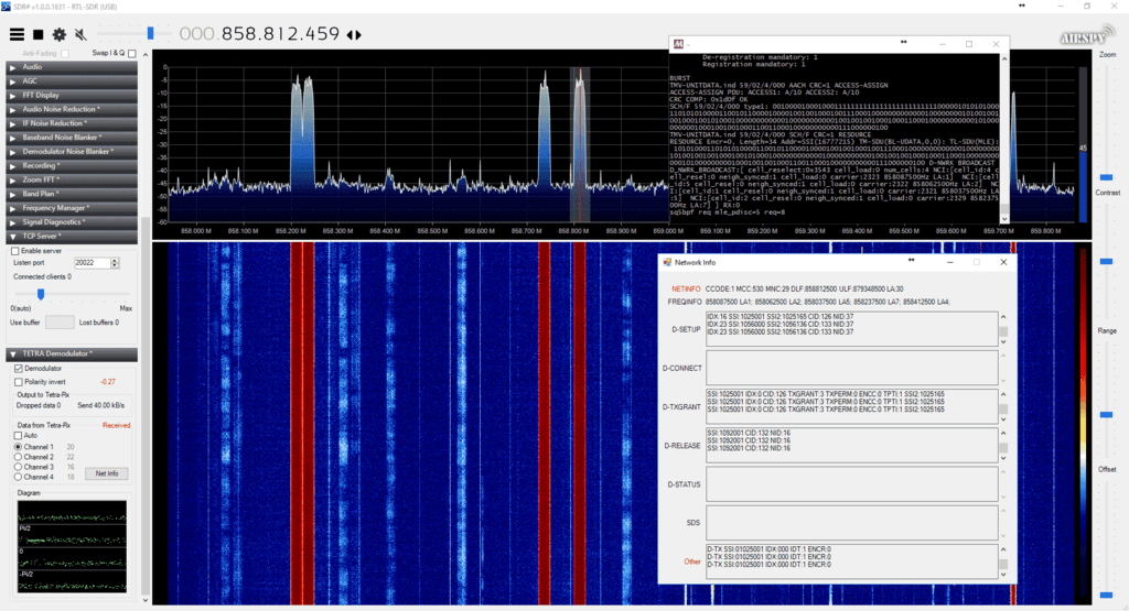 SDR# TETRA Plugin Running