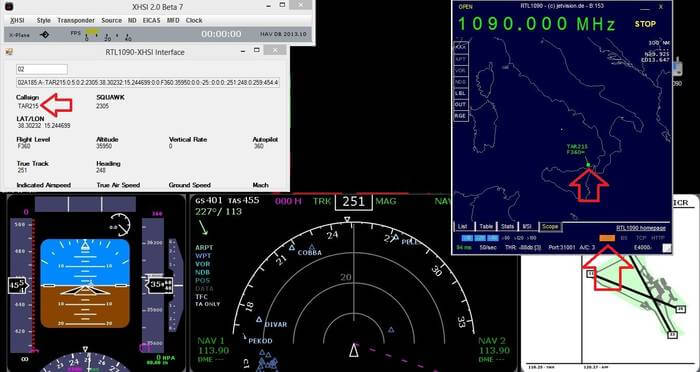 1090 XHSI 737 Cockpit Simulation from ADS-B Data