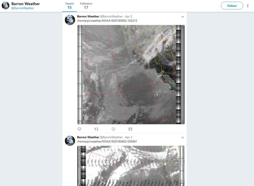 mrthenarwhal AKA @BarronWeather's twitter feed with automatically uploaded NOAA weather satellite images.