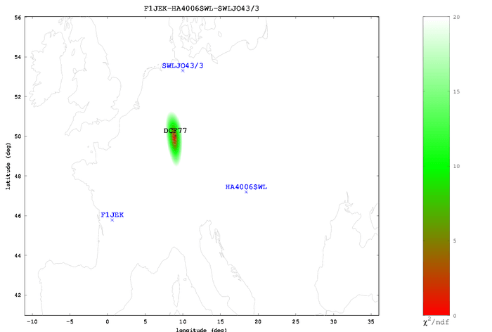 DCF77 Located with KiwiSDR TDoA