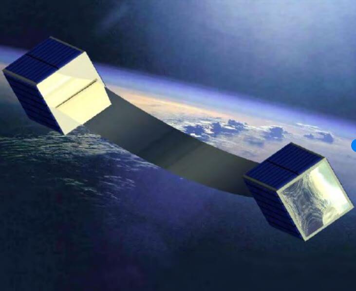An artists rendition of the CubeSail solar sail deployment
