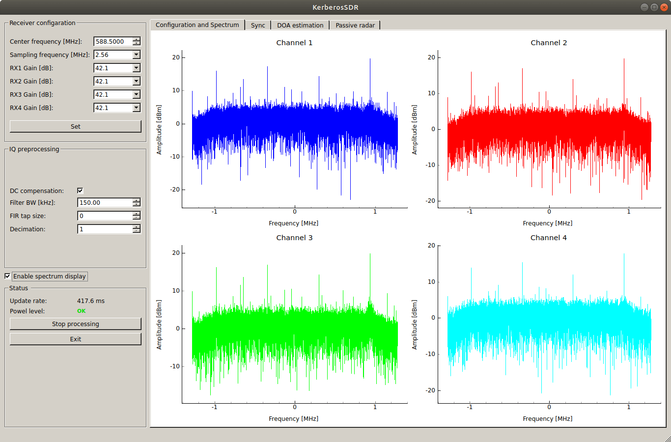Configuration and Spectrum Screen