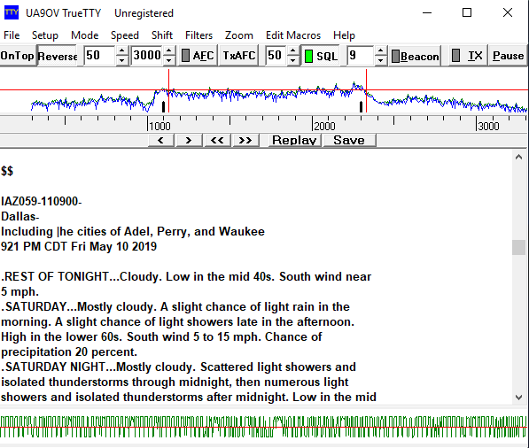 EMWIN VHF Repeater Decoded with TrueTTY