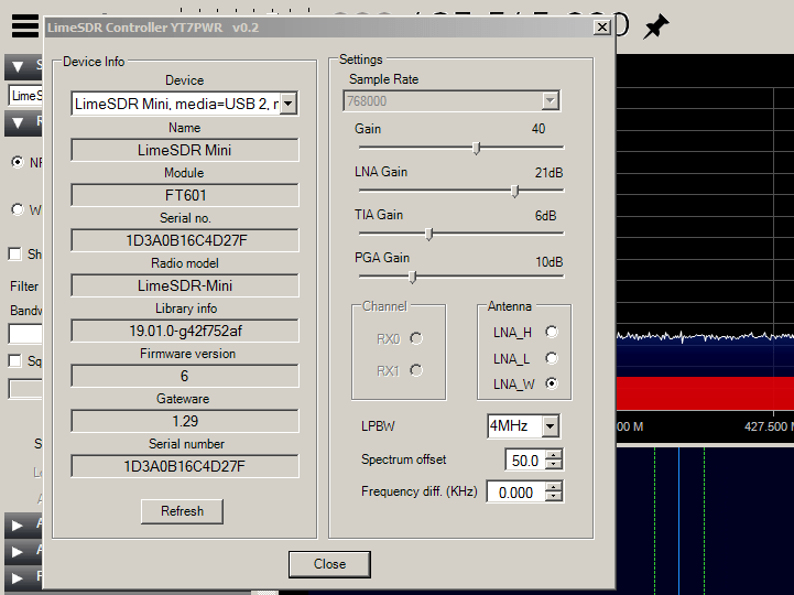 LimeSDR Mini Control Interface in SDR#