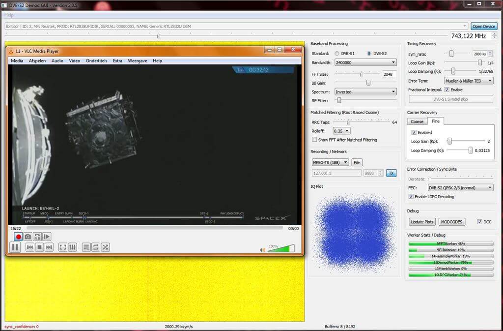 Happysat Decoding a DVB-S2 stream from Es-Hail2 with an RTL-SDR V3.