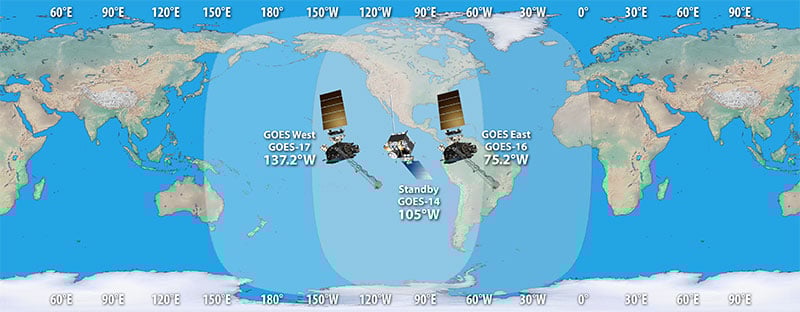 GOES 16/East and GOES 17/West Signal Footprint