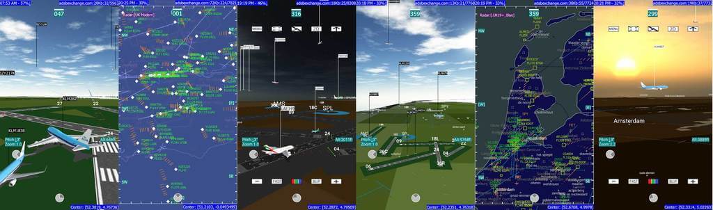 2D and 3D Screenshots from ADS-B Flight Tracker
