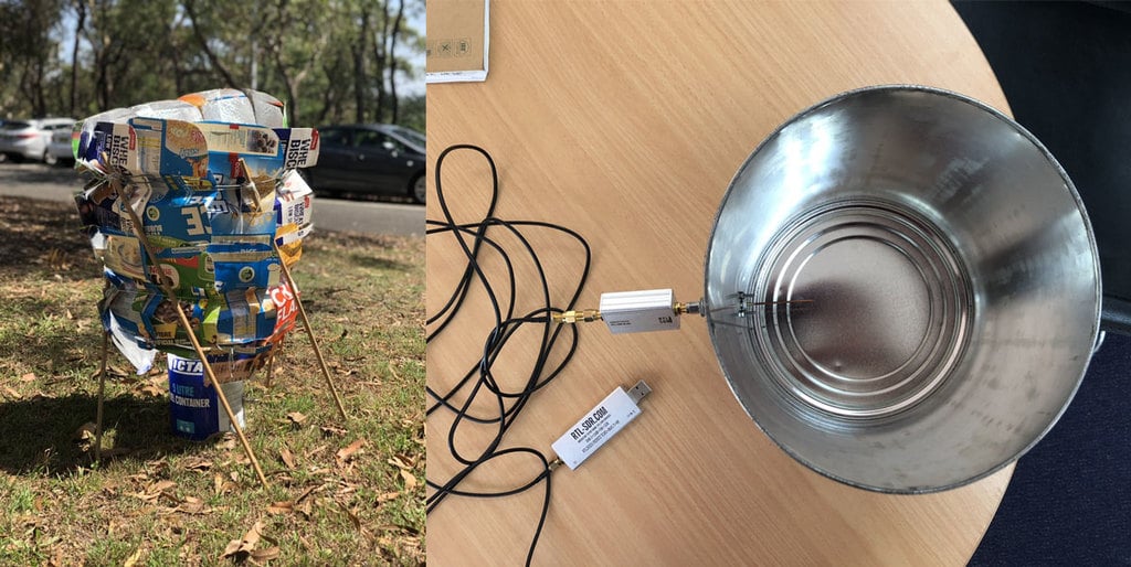 Vanessa's Hydrogen Line Radio Telescope made from Cereal Boxes