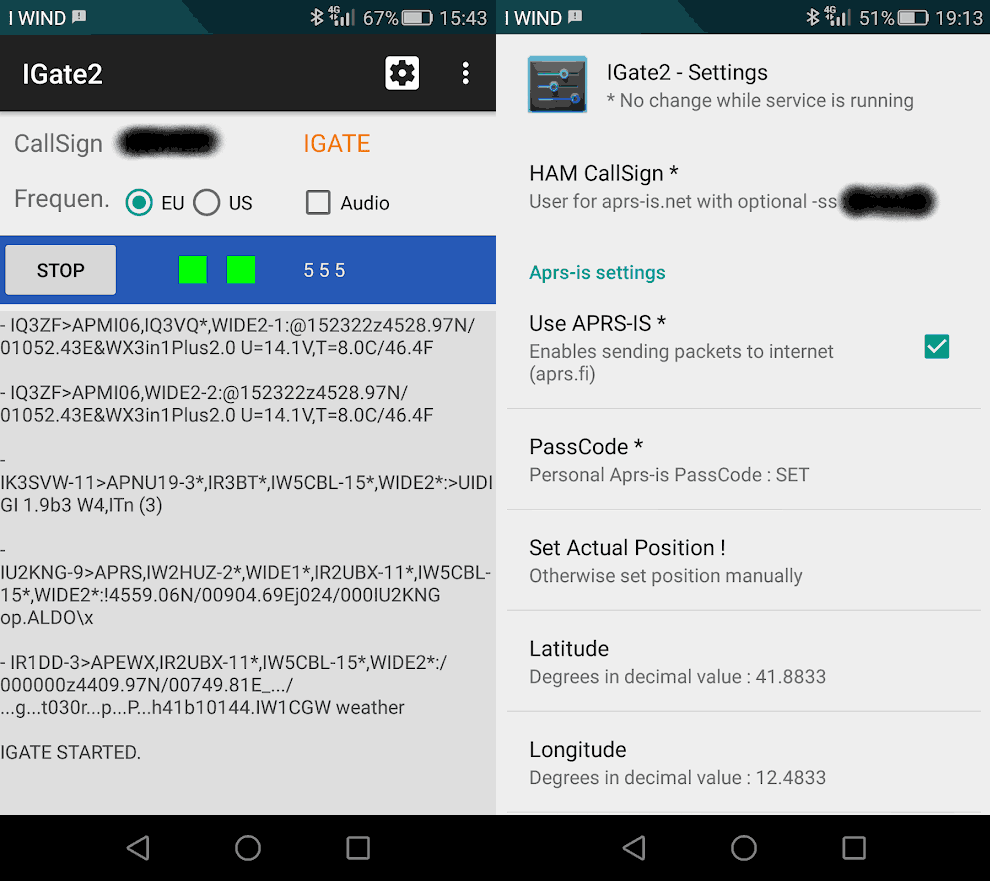 IGate2: Android App that turns your phone and RTL-SDR into an APRS IGate.