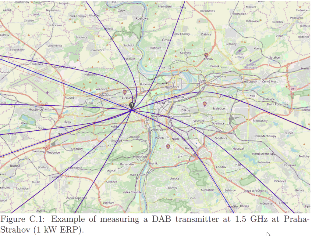 TDoA results achieved with RTL-SDRs distributed around Prague.